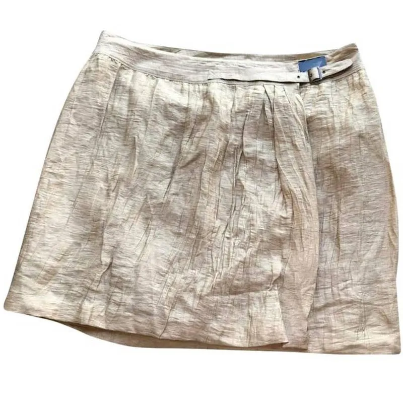 Lane Bryant Womens Skirt Size‎ 26 Gold Crinkle Wrap Style Linen Blend NEW - Image 2