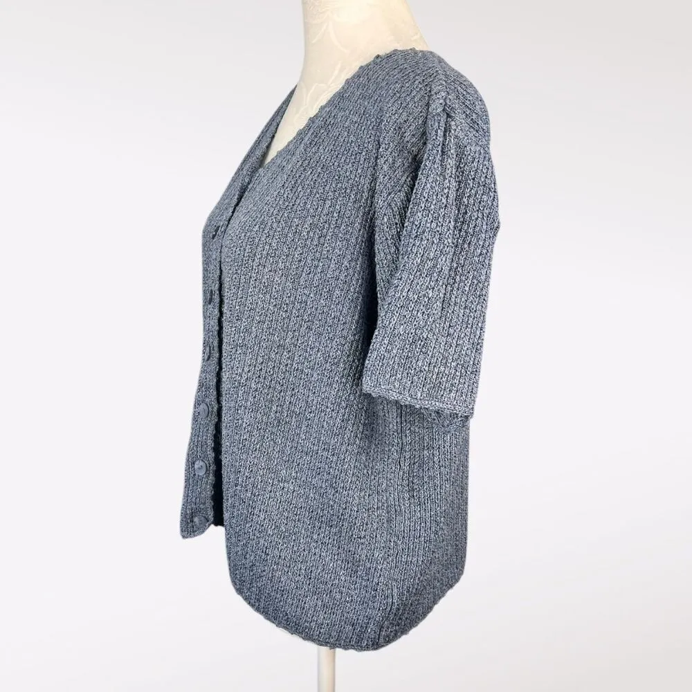 VTG 90's Sag Harbor Knit Short Sleeve Cardigan Sweater Silk Blend Large - Image 4