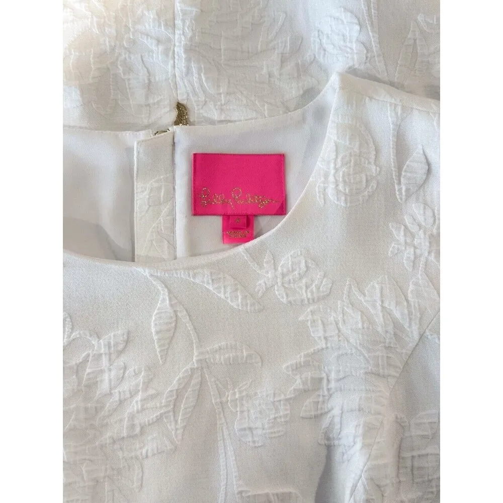 Lilly Pulizter Dress White Kayla Stretch Mini Bell Sleeve Bridal Formal Size 4 - Image 4