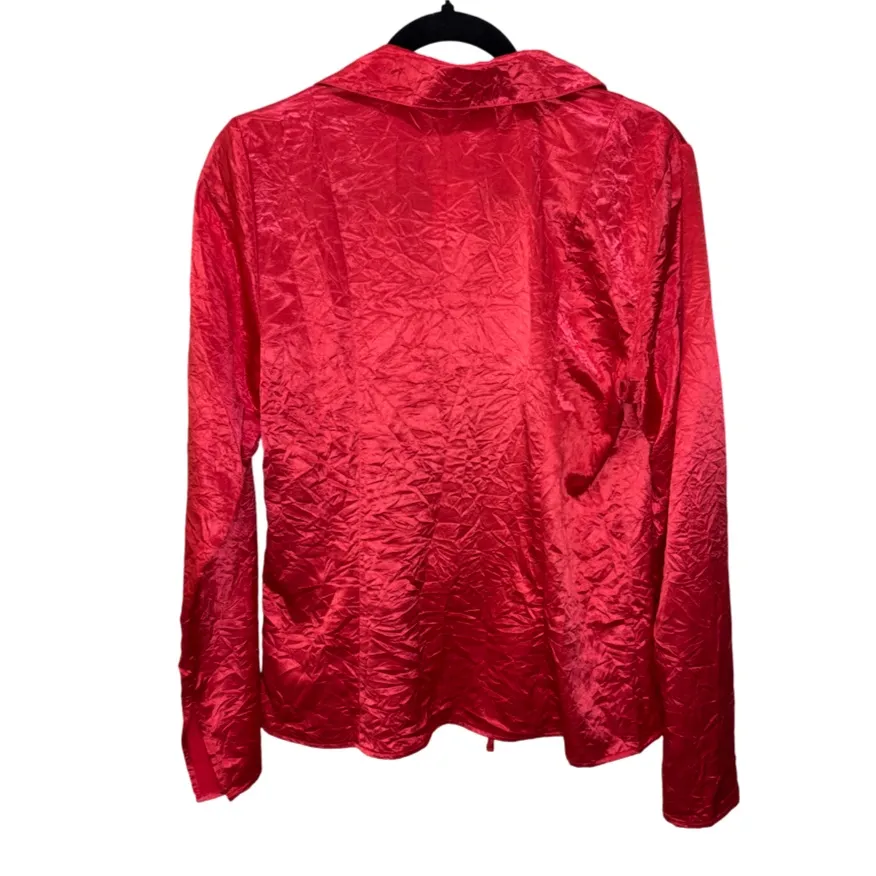 Free People Star Eyes Crinkle Satin Top - Retro Red M - Image 4