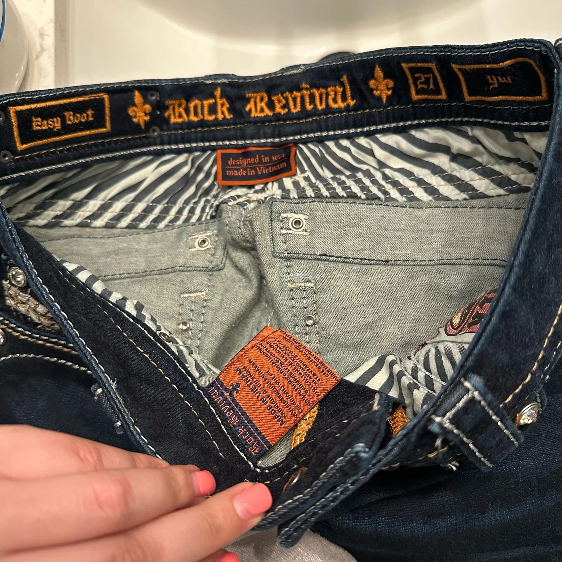 Rock Revival Yui Dark Wash Boot Cut Jeans Size 27 - Image 5