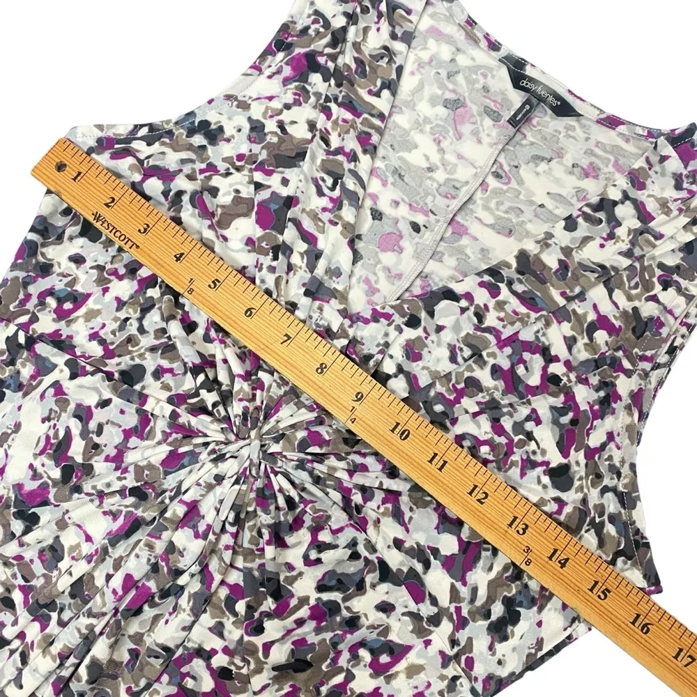 DAISY FUENTES Purple Gray Combo Abstract Sleeveless Dress Small Twisted Preppy - Image 11
