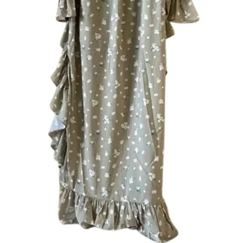 NWT WeWoreWhat High Low Polka Dot Floral Drape Ruffled Long Sleeve Dress S Sage - Image 8