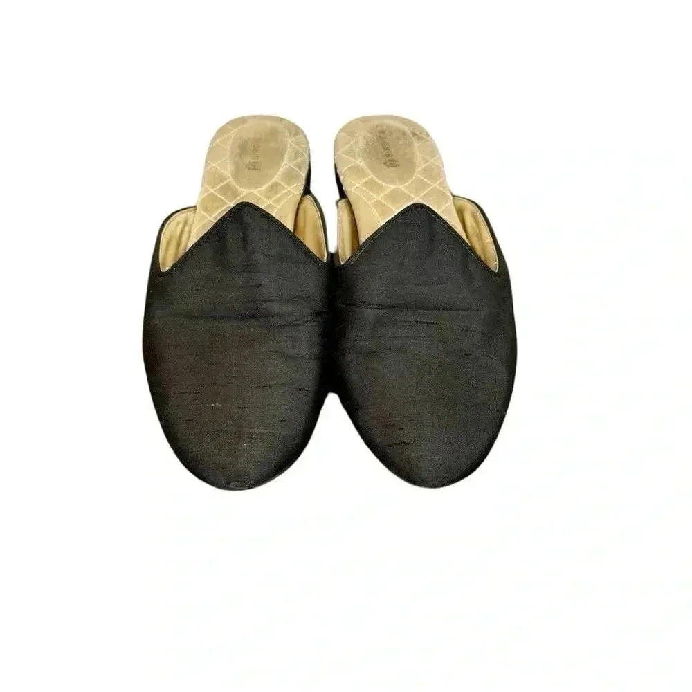 Birdies The Raven Mule in Satin Slubbed Shantung Black - Image 4