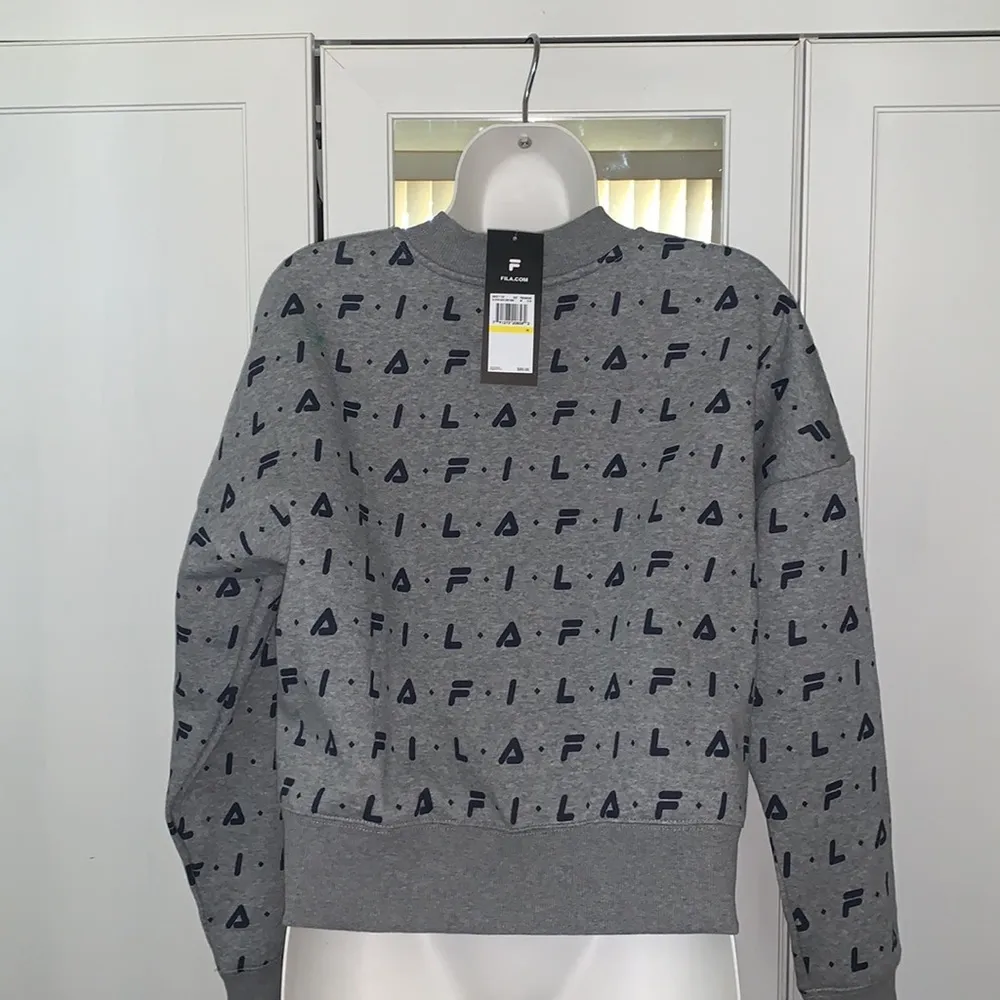 NWT Fila All Over Logo Crop Crew Sweater - Image 2