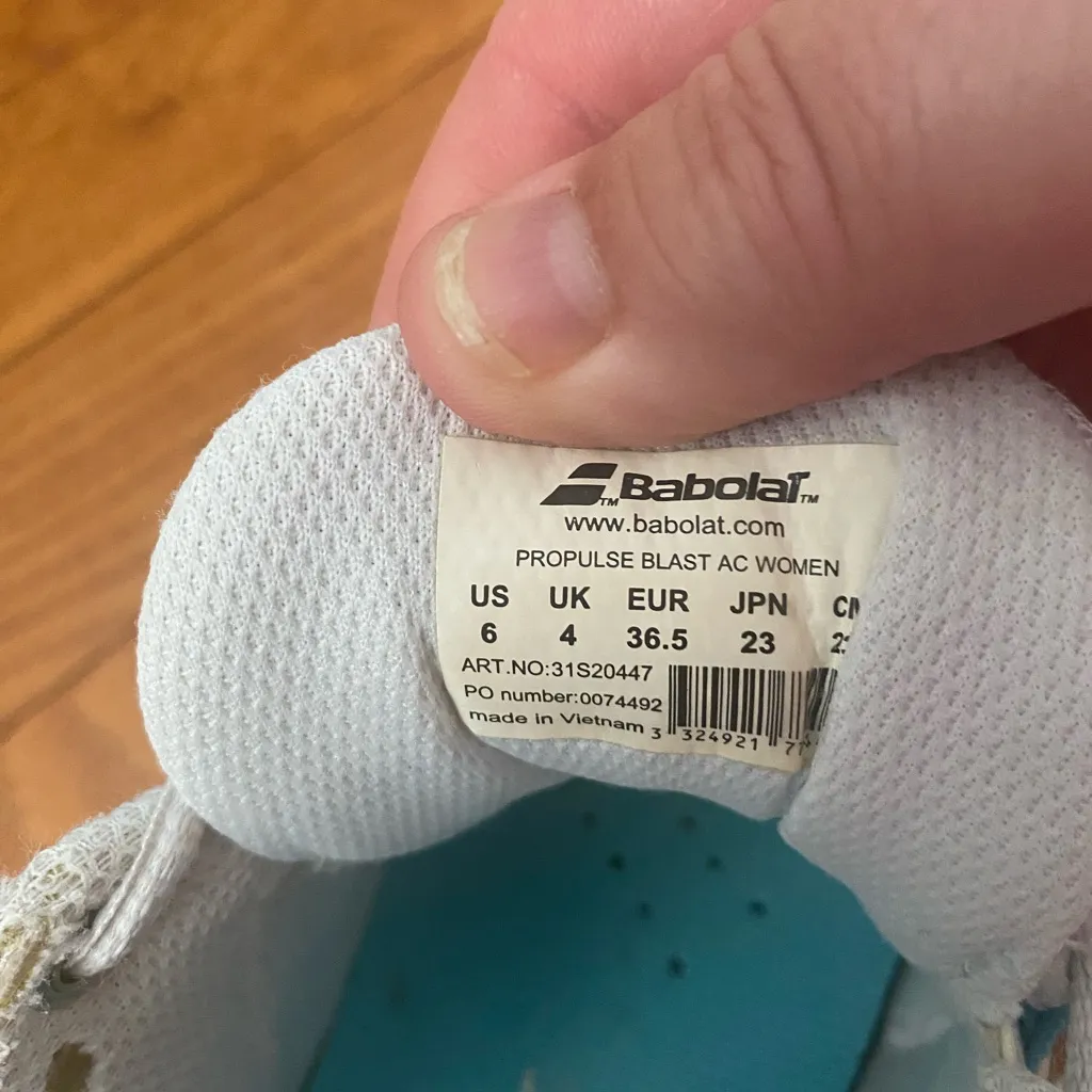 Women's Babolat Propulse Blast AC Blue White Tennis Shoes Size 6 31S20447 White - Image 6