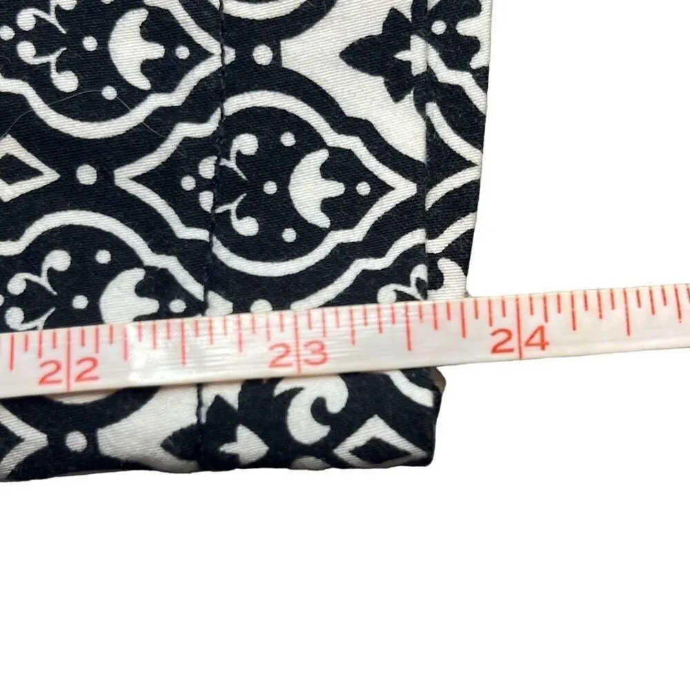 Worthington Black White Abstract Geometric Print Wide Leg Cropped Pants 8 Preppy - Image 5