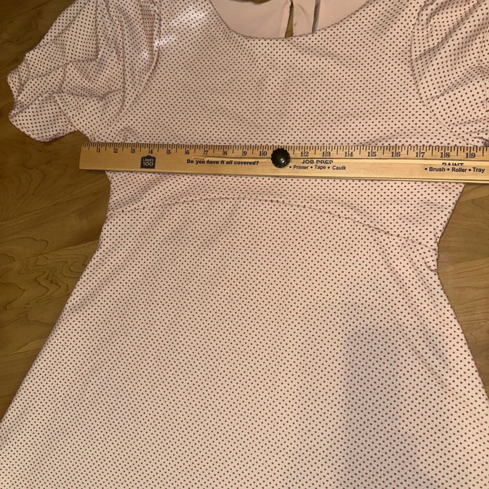 Free People Penelope Mini Dress Pink Polka‎ Dot Puff Sleeve keyhole back size L - Image 8