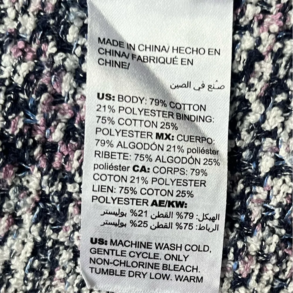 Chico’s Soft Tweed Blazer Pink Blue Frayed Hem Career Work Casual Size 0 (S) - Image 6