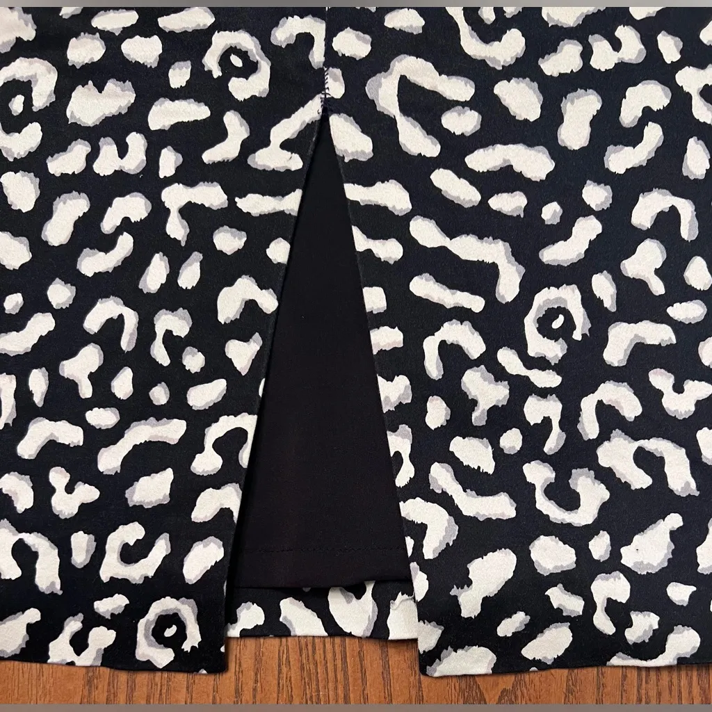 White House Black Market‎ Leopard Print Strech Cotton Lined Pencil Skirt Size 0 - Image 7