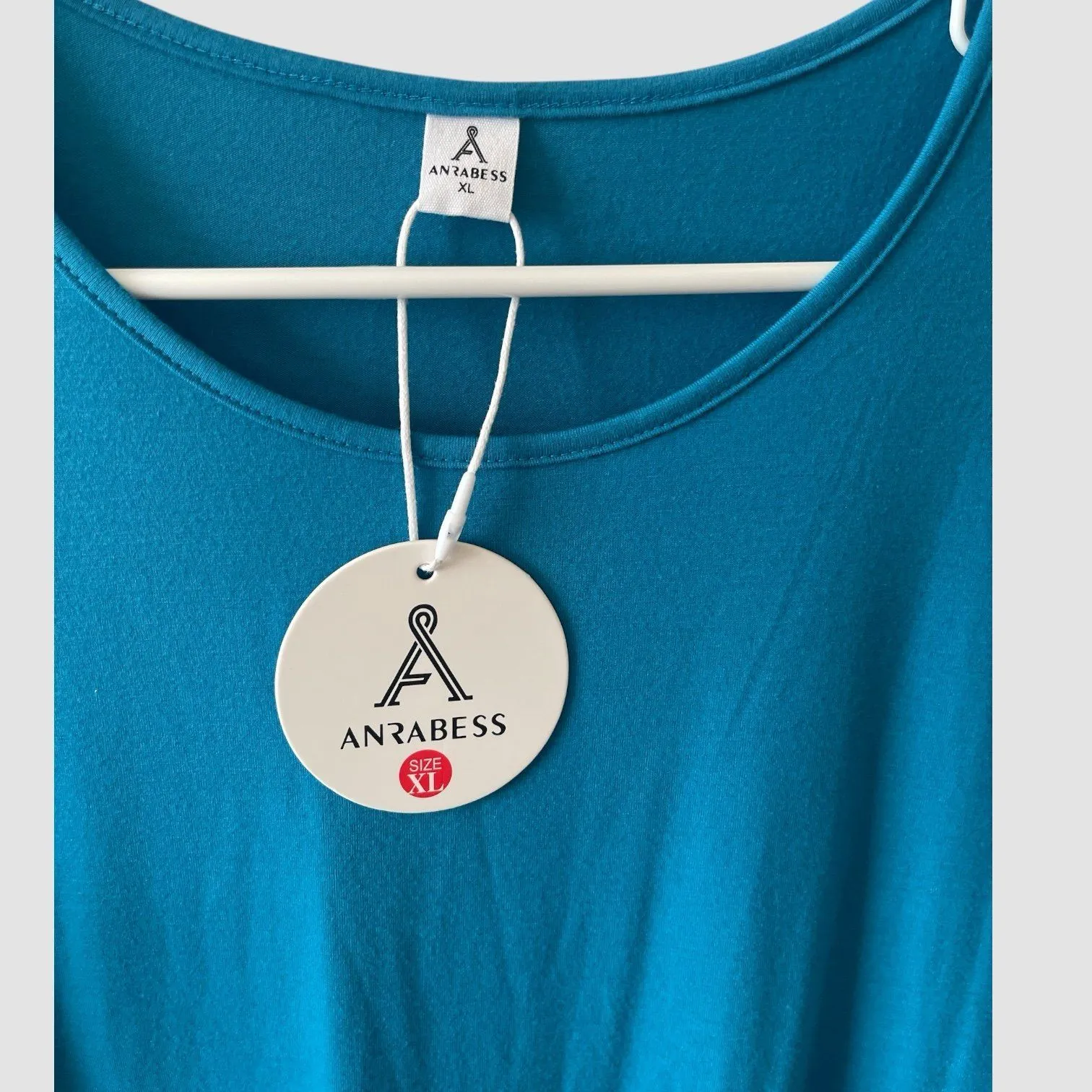 Anrabess Blue Short Sleeve Maxi T-Shirt Dress Size XL Pockets Tiered NWT - Image 5