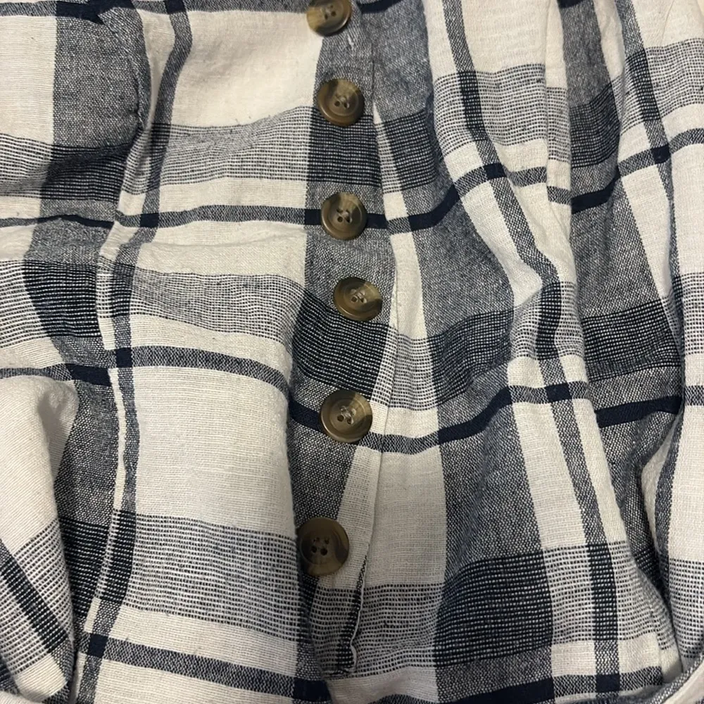 American Eagle size small blue and white plaid halter romper - Image 6