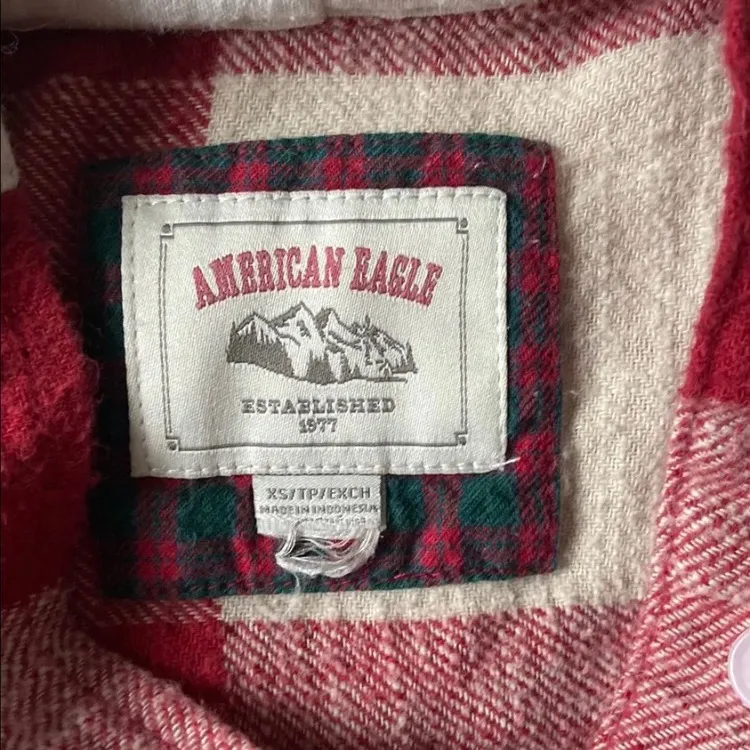 American Eagle Cropped Flannel Hoodie Size XS - Image 2