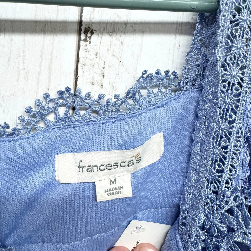 Francesca’s Dress Women Size M Periwinkle Off Shoulder Blue Lace Mini Fairy Size M - Image 2