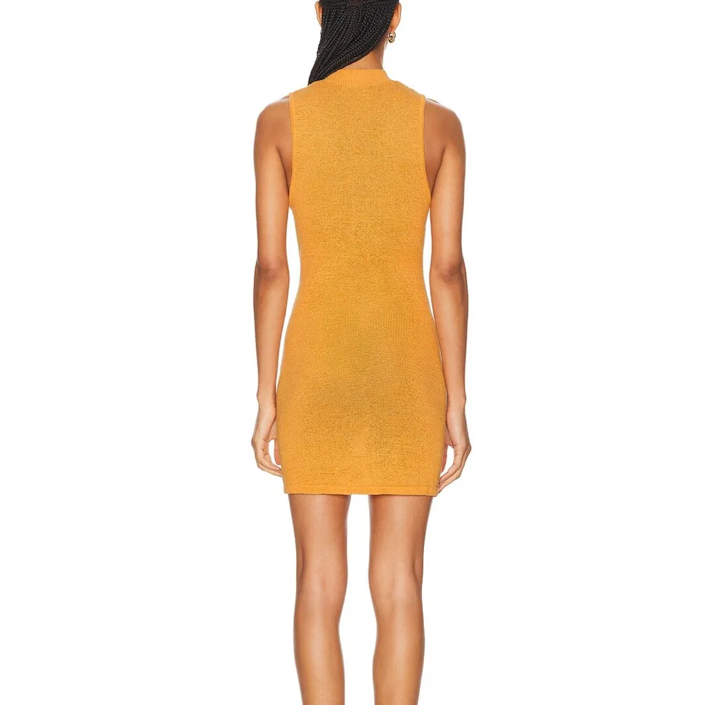 SER.O.YA Revolve Ginger Knit Mock Neck Date Night Mini Dress Women’s Sz S Gold - Image 7