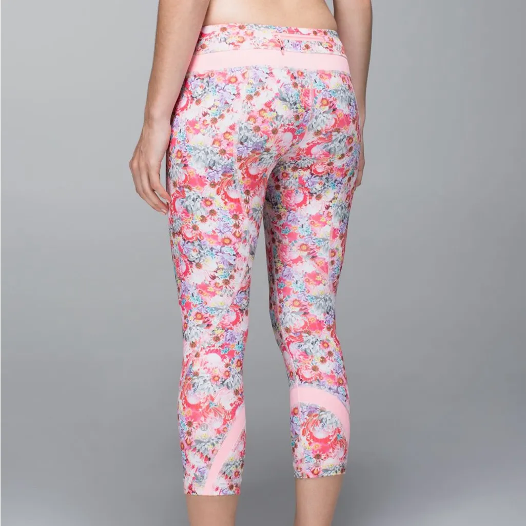LULULEMON RUN INSPIRE CROP II LUXTREME FLORAL PINK LEGGINGS VTG - Image 6
