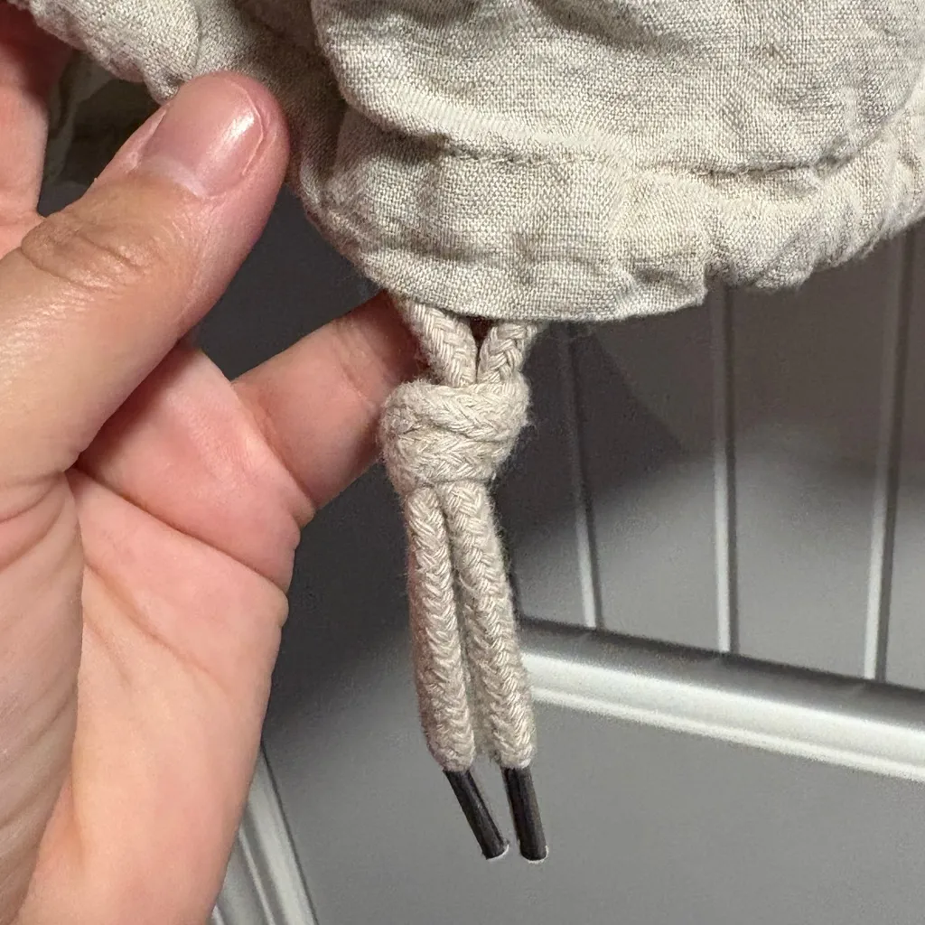 Zara Beige Linen Pullover Hoodie Jacket Womens Small Lightweight - Image 6