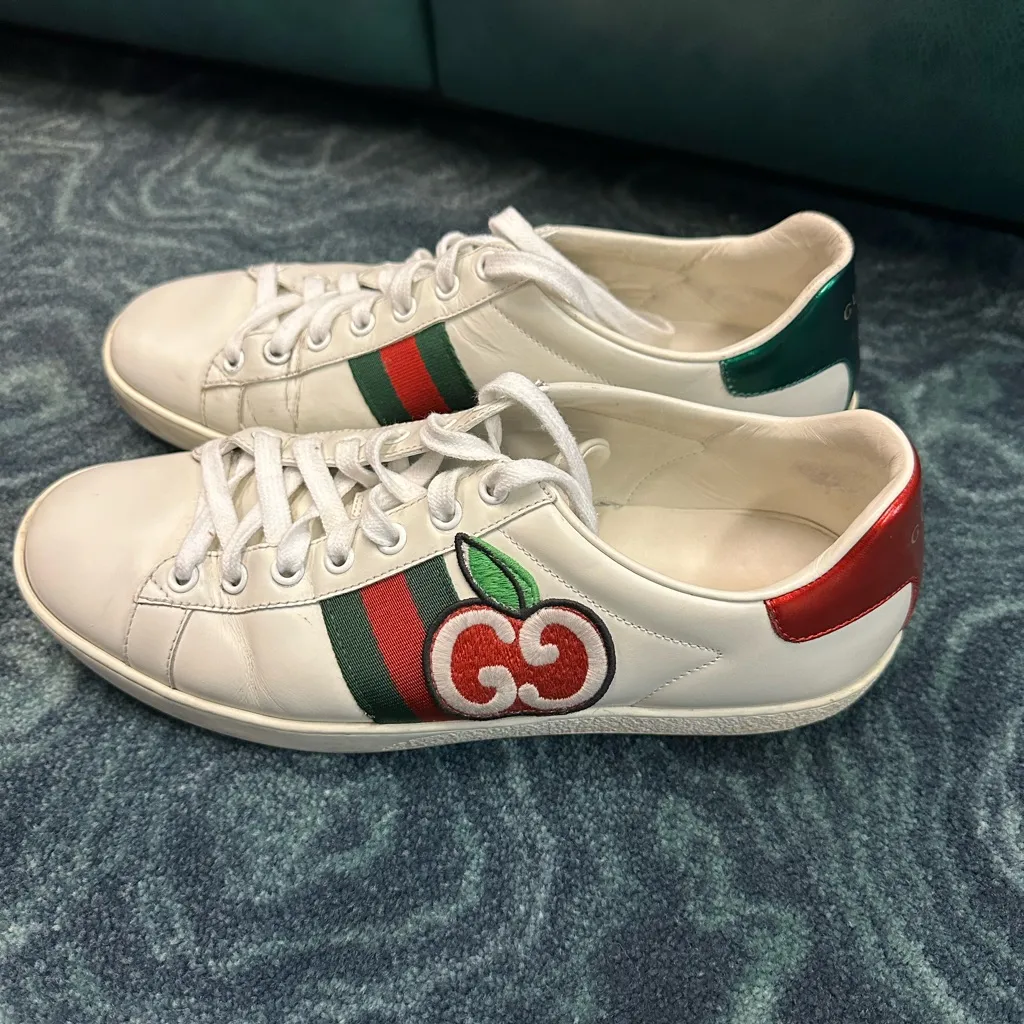 Gucci White Sneakers with Red and Green Stripes size EU 42 (USA 10 - Image 4