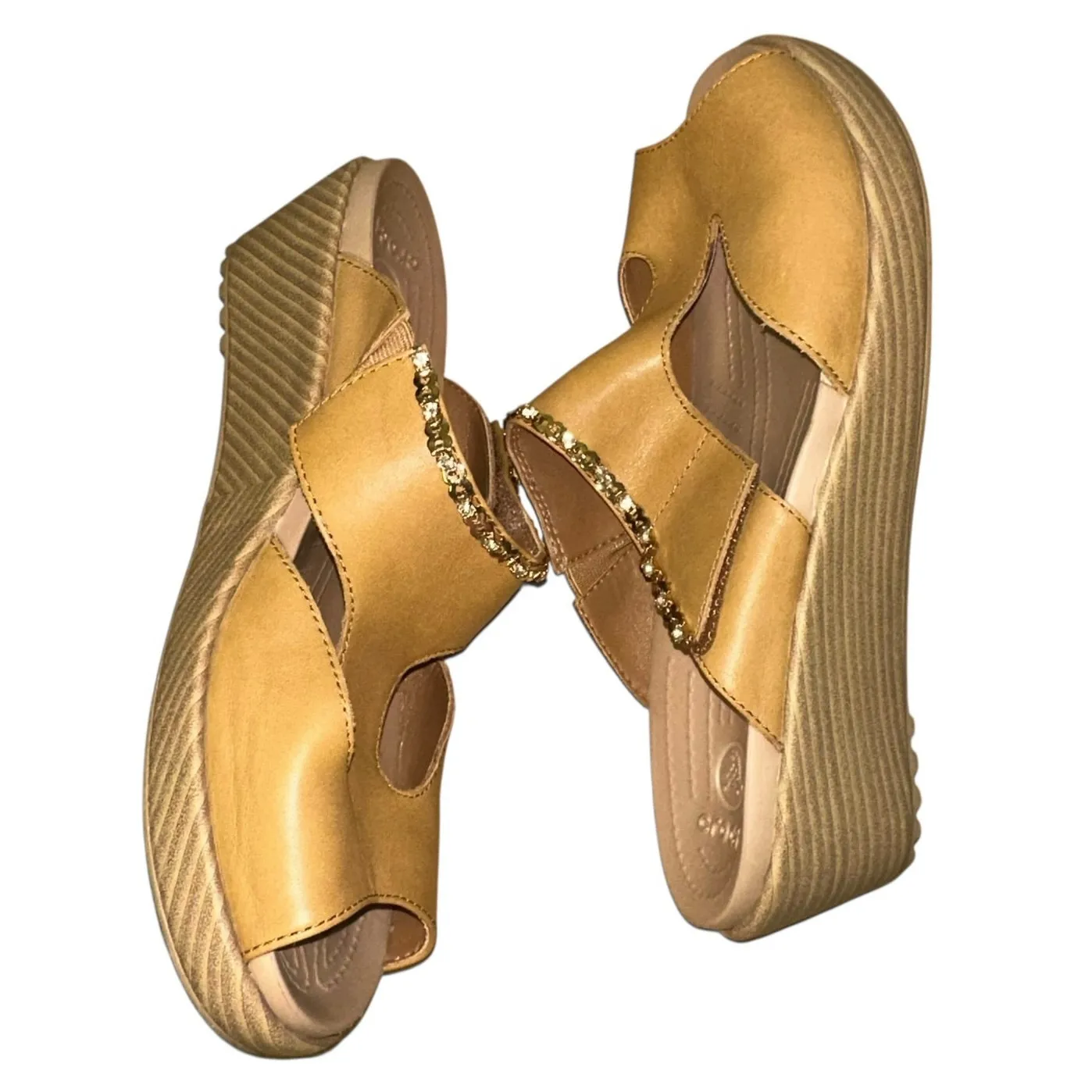 Crocs Embellish Sandals Wedge Slide Tan - Image 5