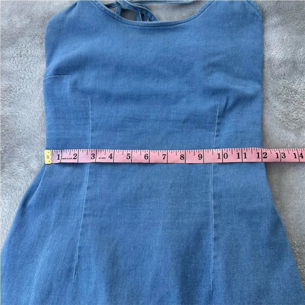 Bodycon Denim Mini Dress w/ Criss-Cross Tie Back by Active USA Denim - Image 4