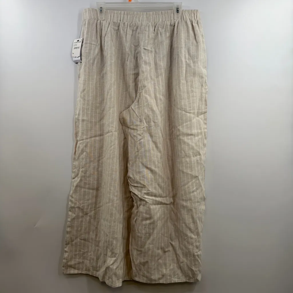 Vince Camuto Wide leg linen blend pull on drawstring pants women's Large NWT - Image 3