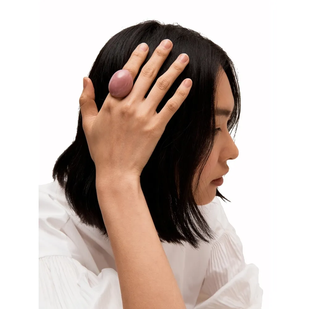 New! KATE SPADE Gold-Tone Resin Mood Ring Pink Size 7 - Image 5