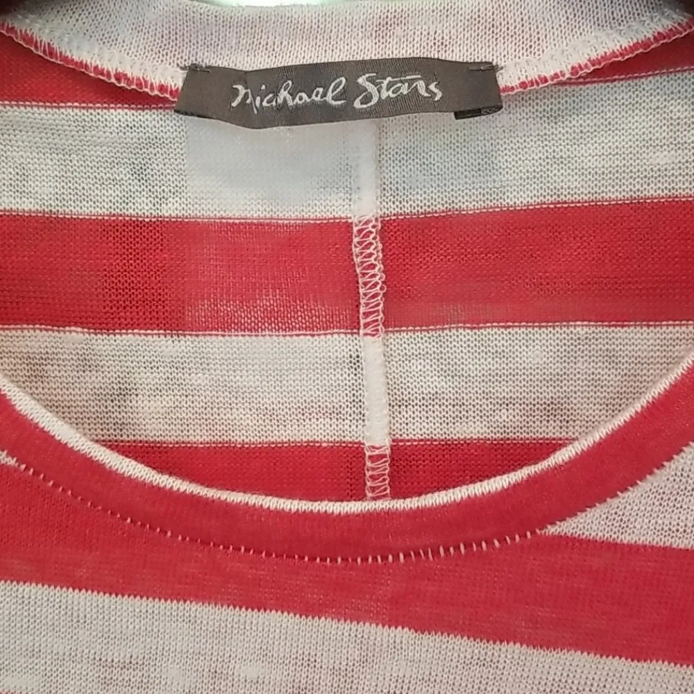 💕MICHAEL STARS💕 Harbor Stripe Colleen Crewneck Tee Poppy Stripe Red & White - Image 9