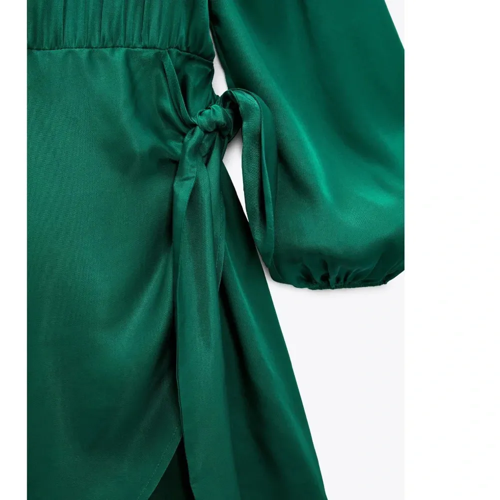 NWT ZARA Blogger's Fav Mock Neck Satin Dress - Image 11