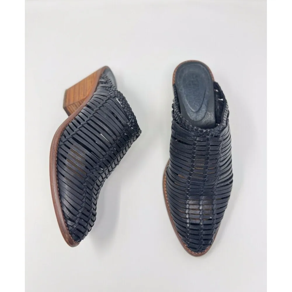 Sundance Vera Cruz Sandals Black Leather Bella Notte Mules Slip On Heels 39 US 8 - Image 3