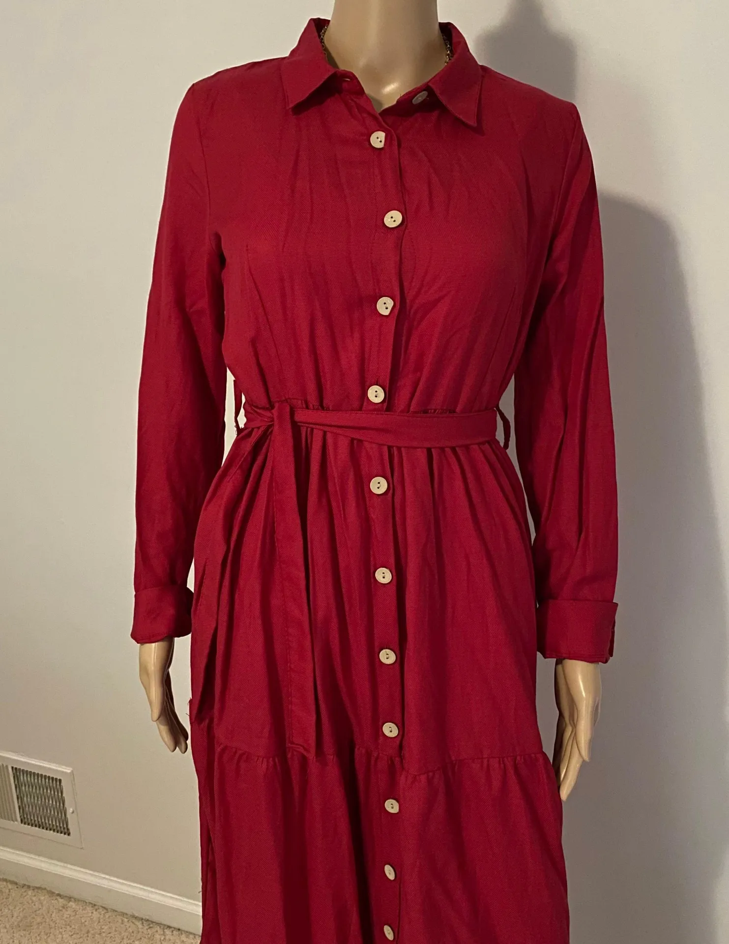 Red button down tiered maxi dress 👗 - Image 2