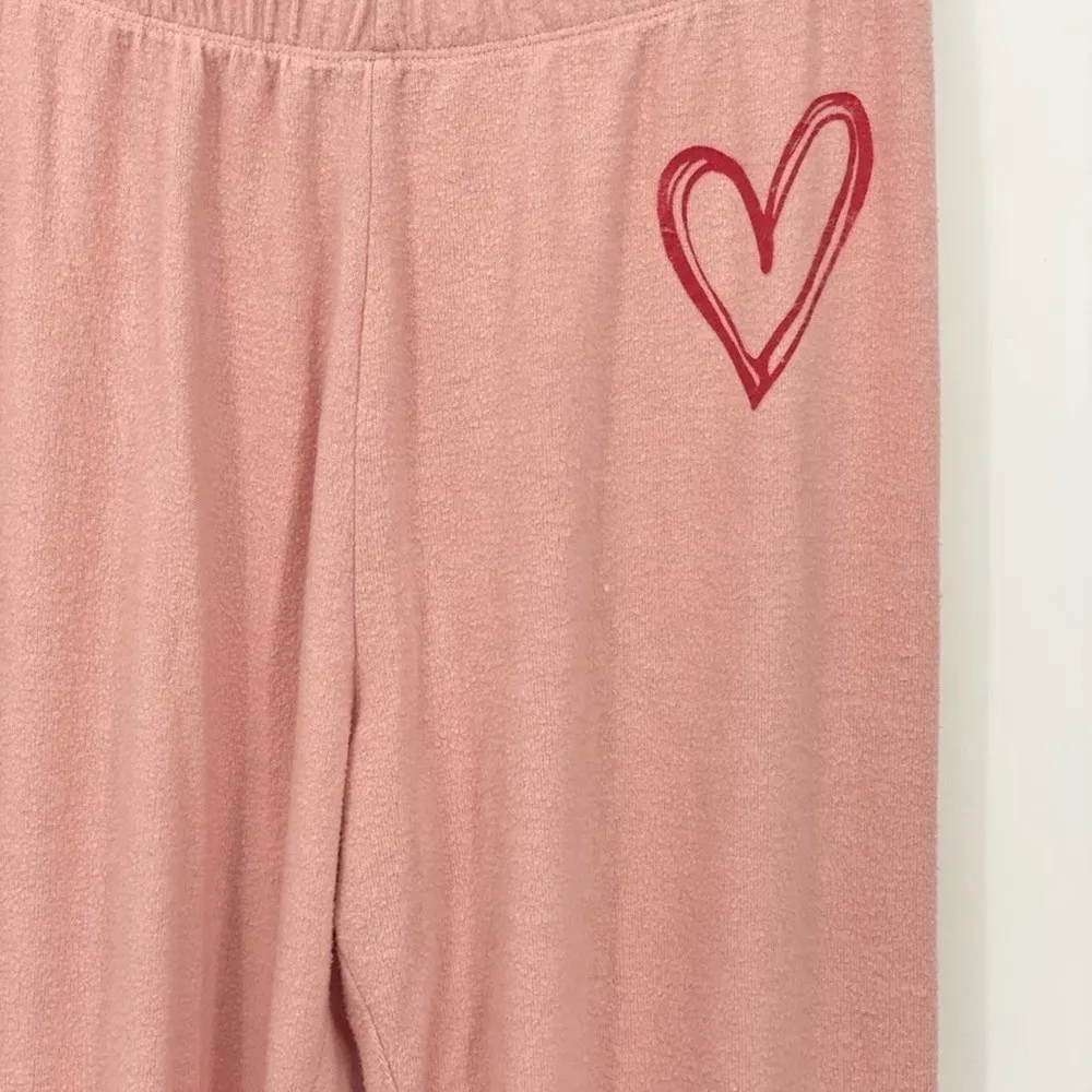 Wildfox Soft Heart Knox Sweatpants Jogger Pink - Image 3
