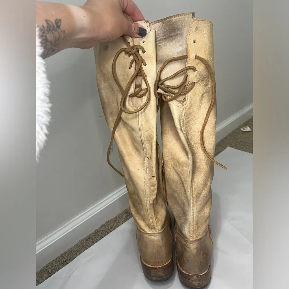 BED|STU Manchester Cobbler Series Tall Distressed LaceUp Wide Calf Boot Size 7.5 - Image 8