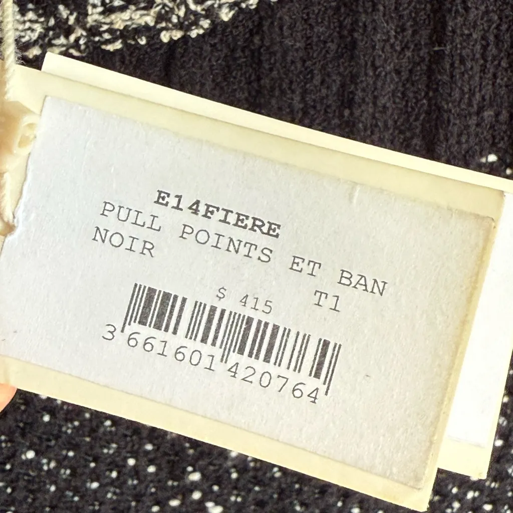 NWT Maje Fiere Black and White Crew Neck Sweater Sz 1/US S - Image 3