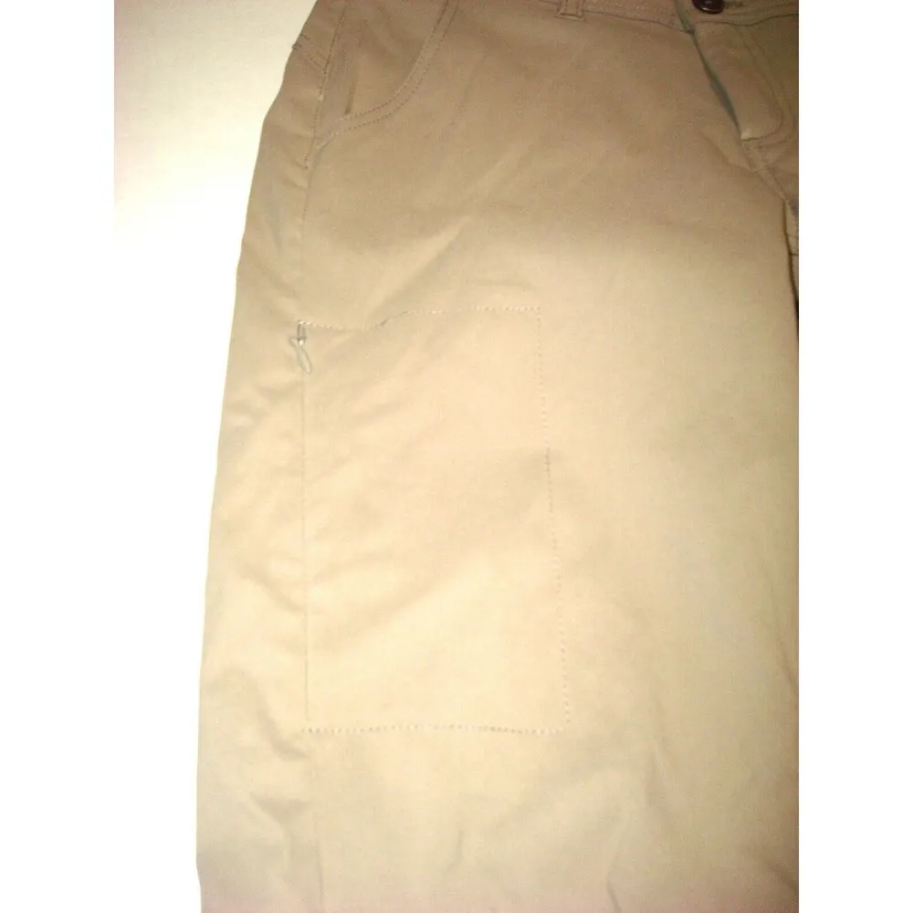 New NWT Womens Prana Pants Halle 6 Dark Khaki Tan Zip Pockets UPF 50 Convertible - Image 9