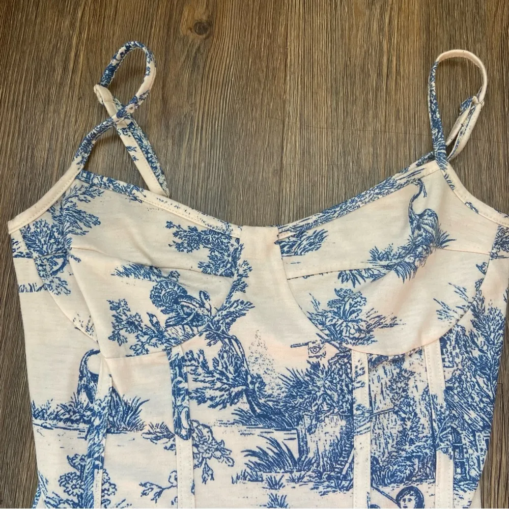 Cider Blue and White Toile Print Bodysuit - Image 4