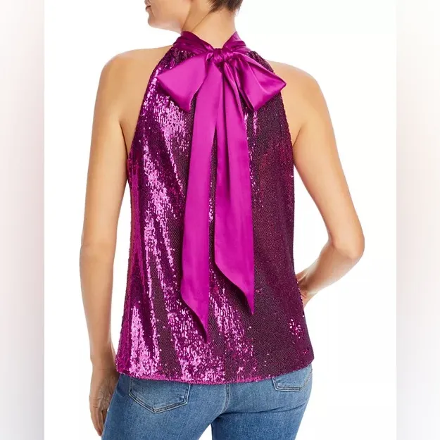 RAMY BROOK Lori Sequin High-Neck Halter Sleeveless Top Women’s Size Large - Image 2