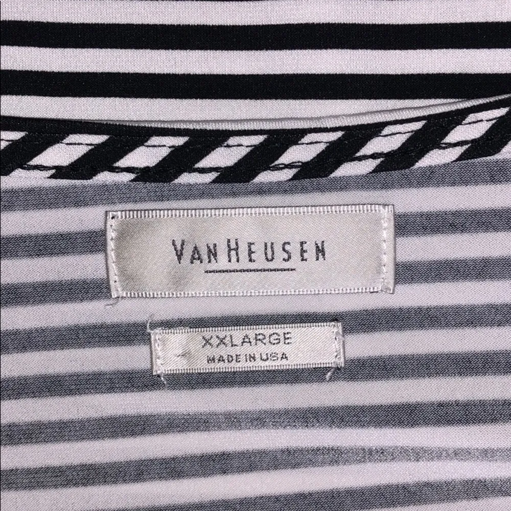 Van Heusen Size XXL Black & White Stripe Cowl Neckline Blouse Top - Image 6
