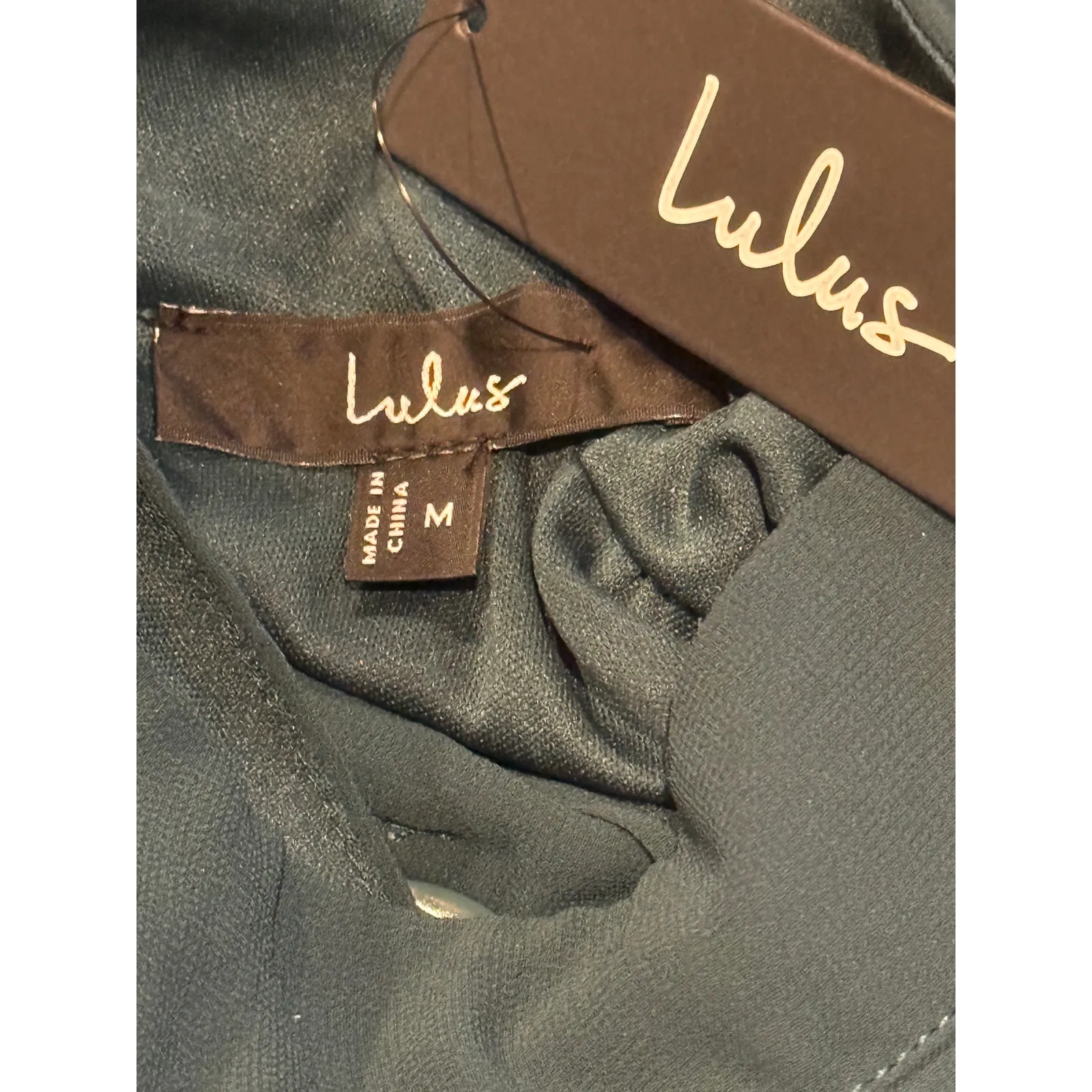 NWT Lulus Chiffon Sleeveless Highneck Key Hole Back Side Slit Maxi Dress M Green - Image 10