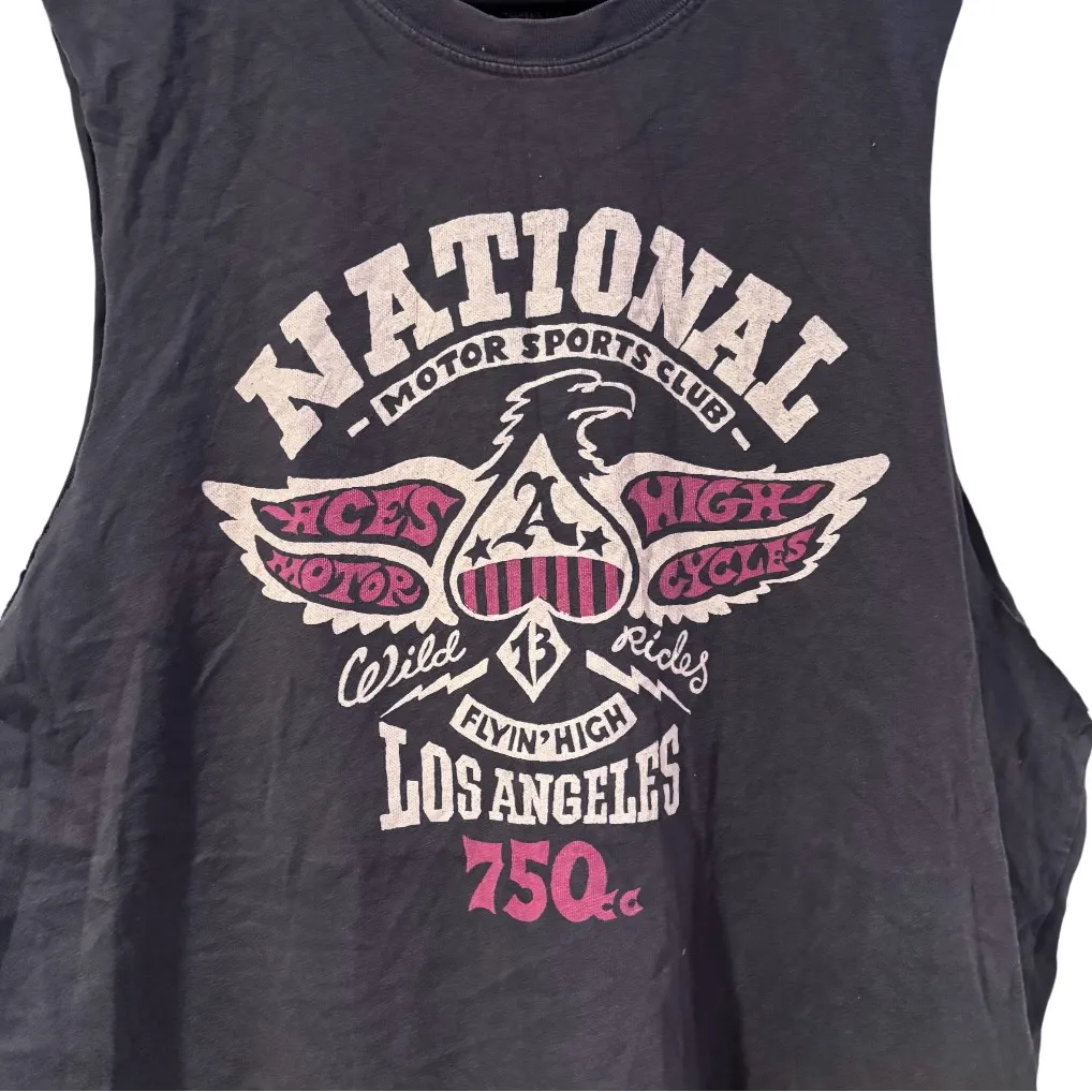 Lucky Brand Black Sleeveless Graphic Tee Size Large Casual Boho Rocker Style - Image 4