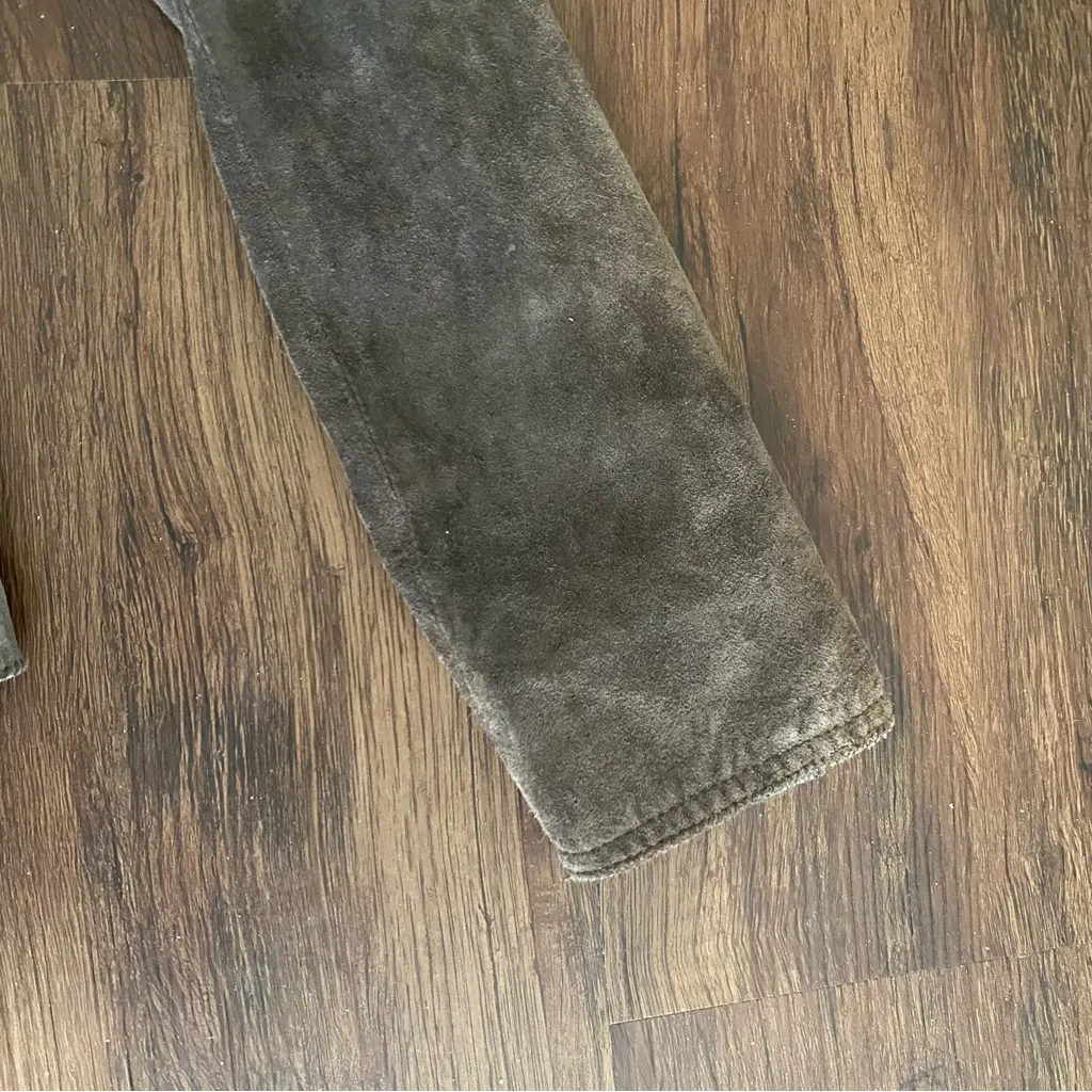 June Leather Suede Blazer Jacket Brown Silk Chiffon Lining M Brown Size M - Image 9