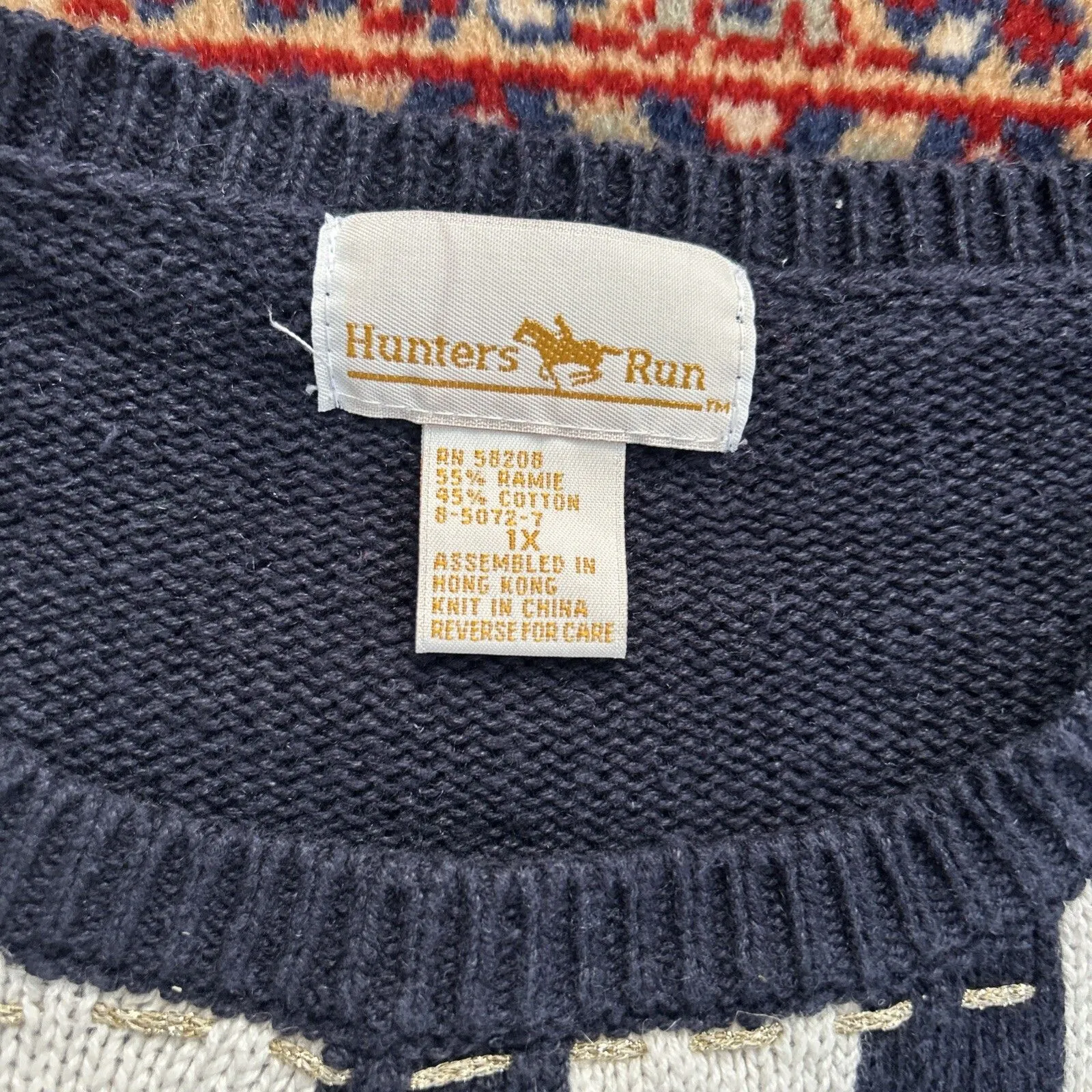 Vintage Y2K 90s Cottagecore Patchwork Sweater 4th Of July Knit Sz 1X - Image 2