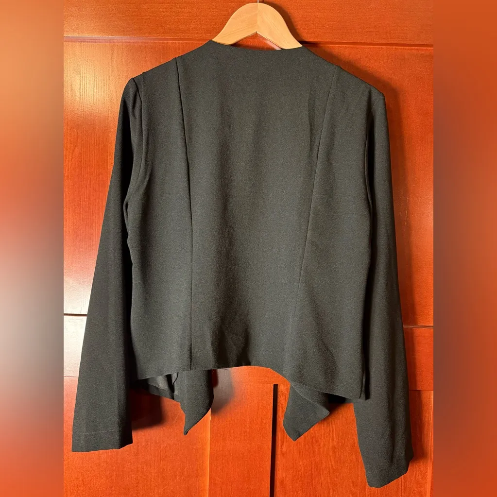 Monteau 💚 Black Open Front Draped Blazer - Image 4