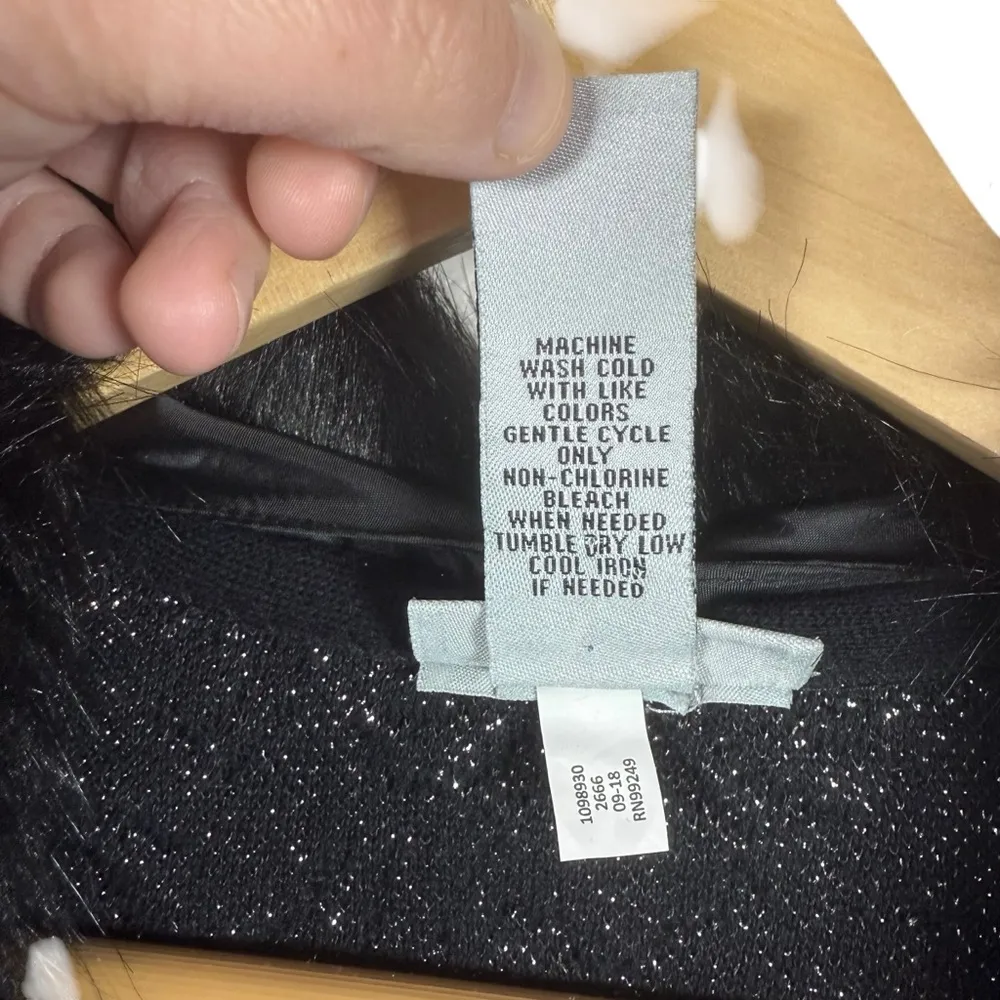 Catherines Vintage Y2K Sparkle Faux Fur Collar Cardigan Black 1X - Image 6