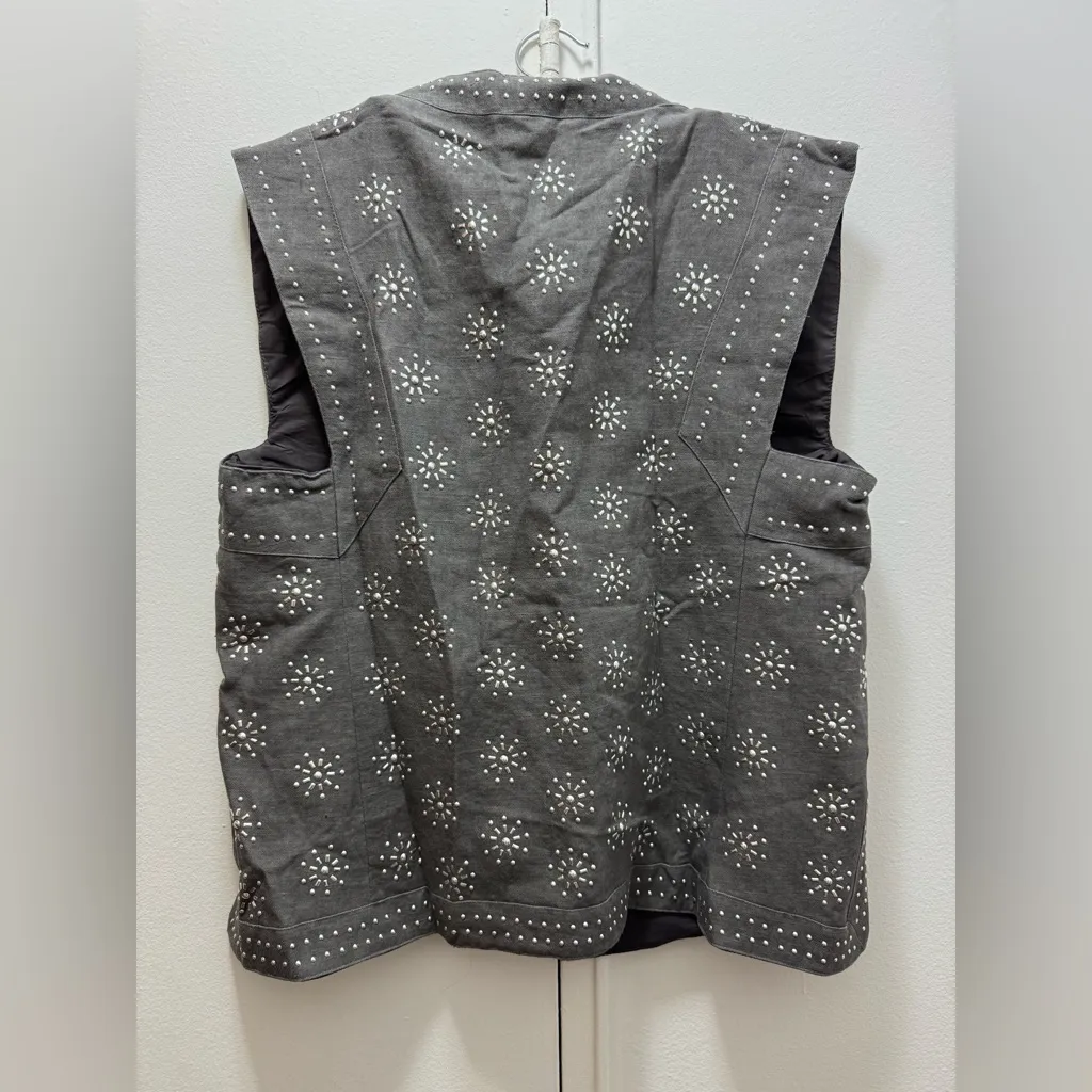 NWT Sold Out Zara embellished linen gray metallic stuffed vest large - Image 11