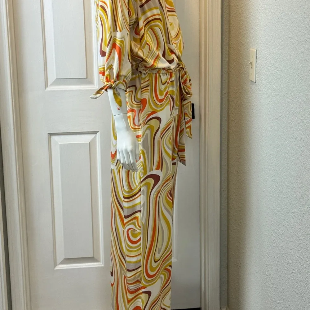 CHELSEA TAYLOR Stylish Multicolor Swirl Jumpsuit Size 2X F30 Orange - Image 4