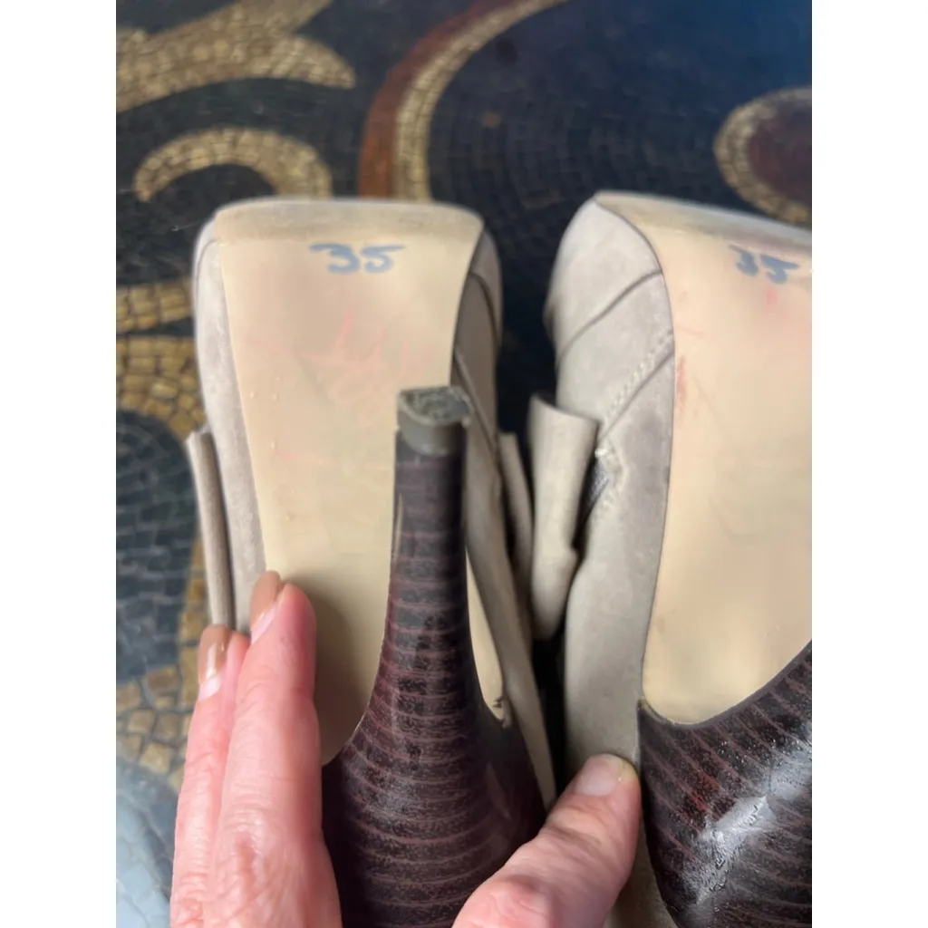 Madden Girl Taupe Faux Suede Knotted Bow Heels Women’s Size 7 Slip-On Pumps - Image 10