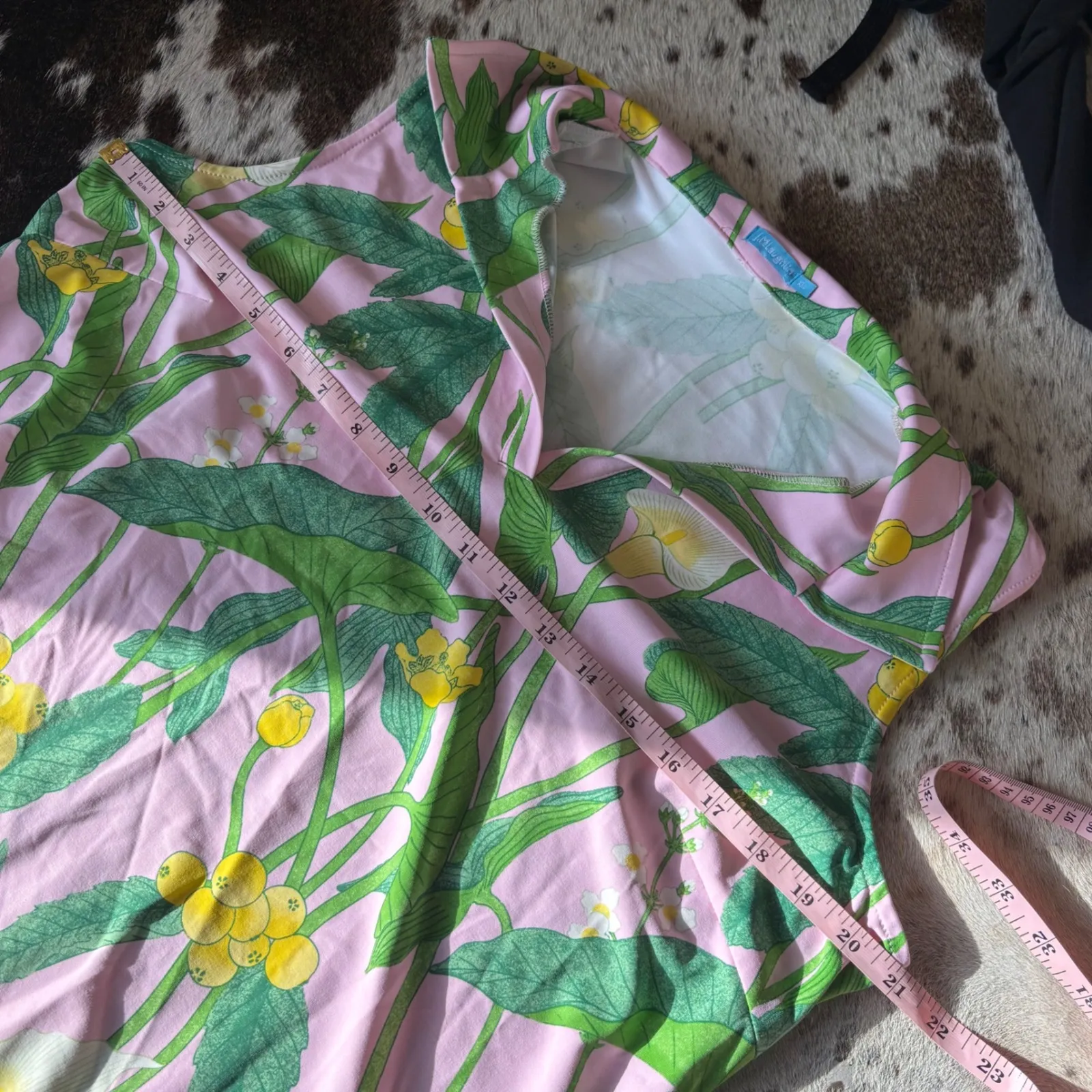 J. McLaughlin Ayla Dress In Lily Frond Size XL Pink Preppy Resortwear - Image 7