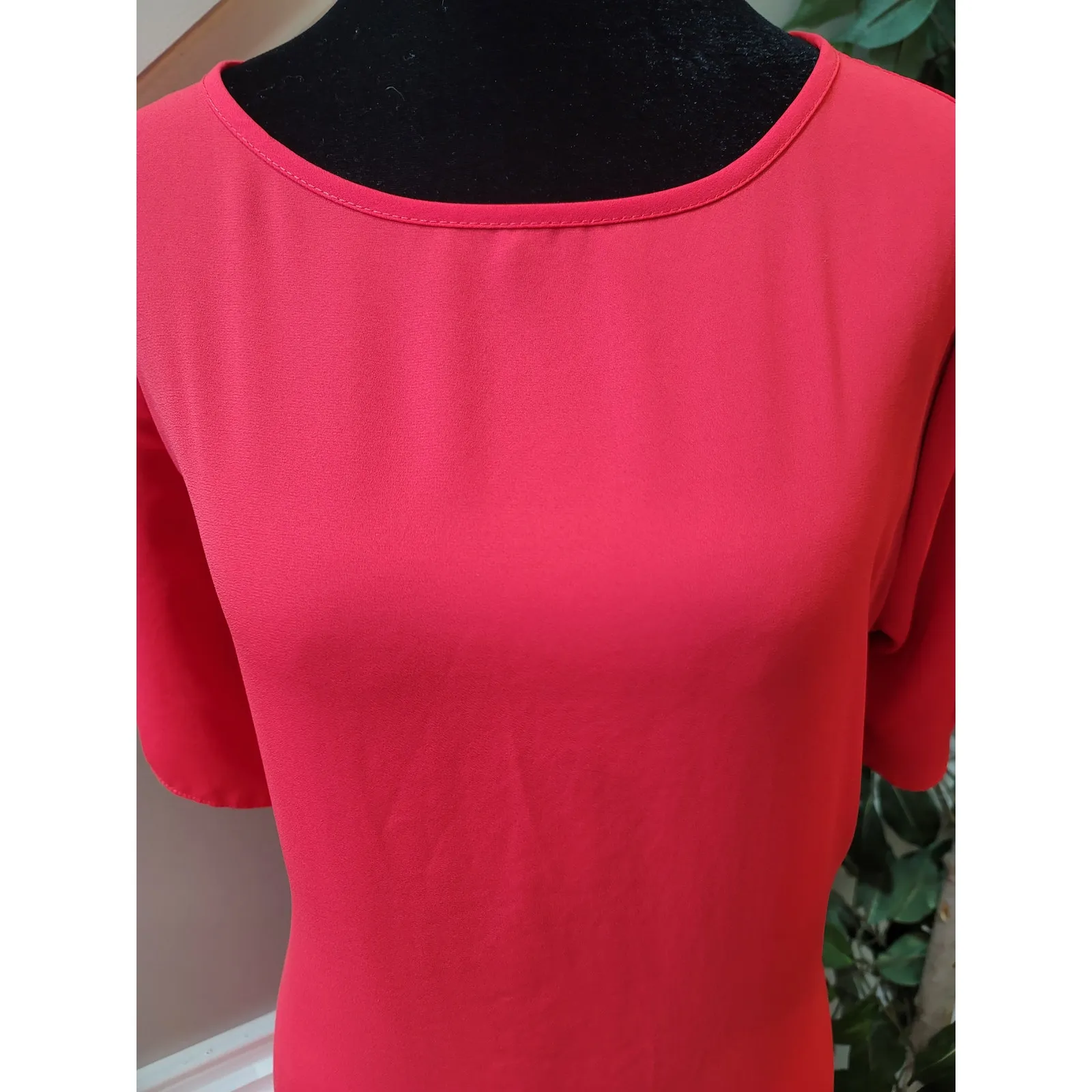 Nymphe Dress Women's Large Red Short Sleeves Shift Tunic  Career Casual - Image 4