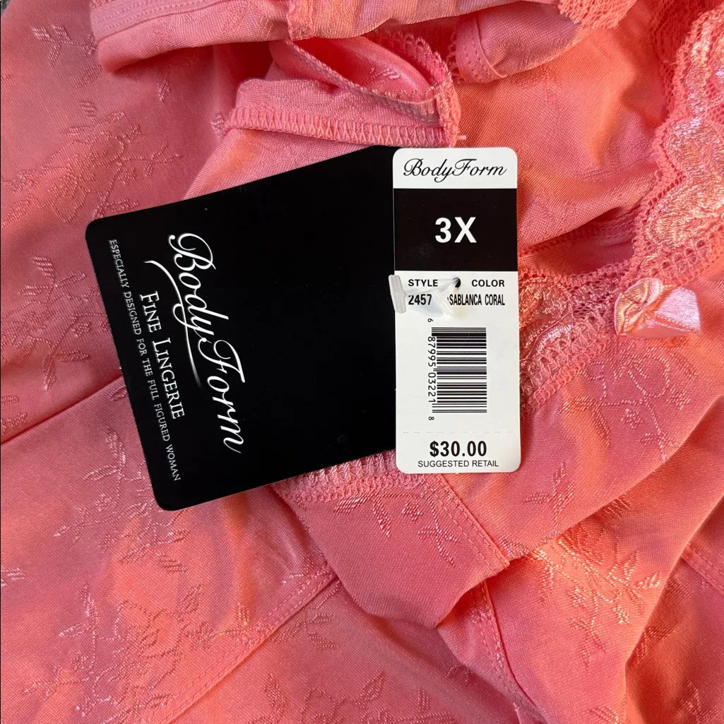 Body Form Fine Lingerie Casablanca Coral Pink Floral Print Pajama Set SIZE 3X - Image 4