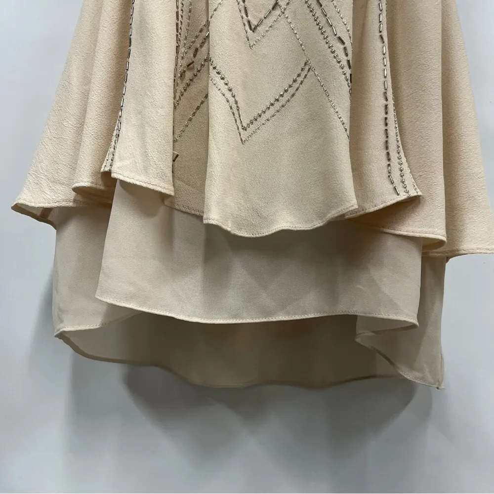 Miss Me medium cream colored layered beaded strappy cropped tank top - Image 5